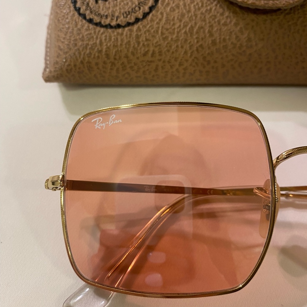 Ray-Ban Gold and Pink Square Sunglasses - Picture 4 of 4